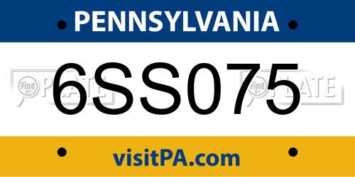 6SS075 Pennsylvania License Plate