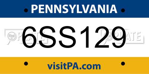 6SS129 Pennsylvania License Plate