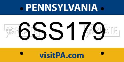 6SS179 Pennsylvania License Plate