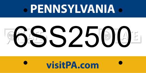 6SS2500 Pennsylvania License Plate