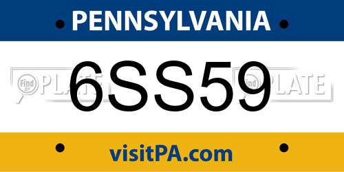 6SS59 Pennsylvania License Plate