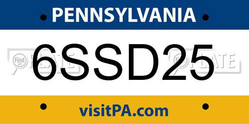 6SSD25 Pennsylvania License Plate