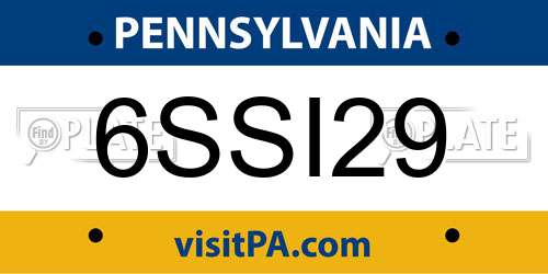 6SSI29 Pennsylvania License Plate