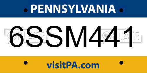 6SSM441 Pennsylvania License Plate