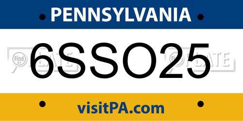 6SSO25 Pennsylvania License Plate