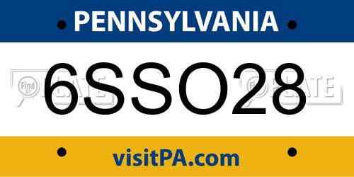 6SSO28 Pennsylvania License Plate