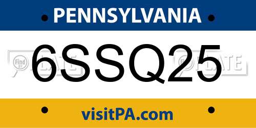 6SSQ25 Pennsylvania License Plate