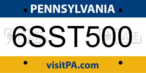 6SST500 Pennsylvania License Plate