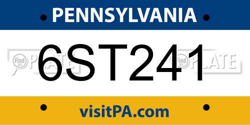 6ST241 Pennsylvania License Plate