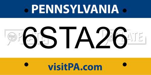 6STA26 Pennsylvania License Plate
