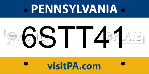 6STT41 Pennsylvania License Plate