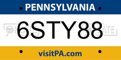 6STY88 Pennsylvania License Plate