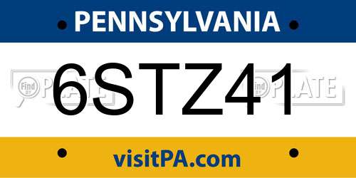 6STZ41 Pennsylvania License Plate