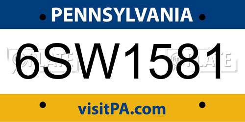 6SW1581 Pennsylvania License Plate