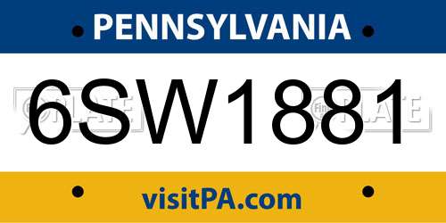 6SW1881 Pennsylvania License Plate