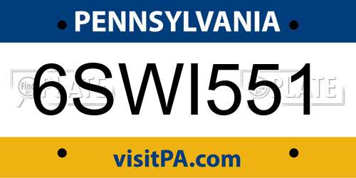 6SWI551 Pennsylvania License Plate