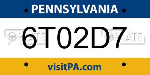 6T02D7 Pennsylvania License Plate