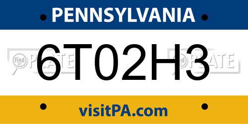 6T02H3 Pennsylvania License Plate