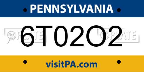 6T02O2 Pennsylvania License Plate