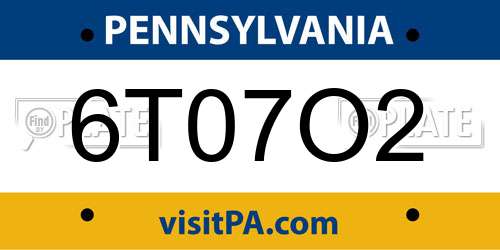 6T07O2 Pennsylvania License Plate