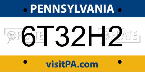 6T32H2 Pennsylvania License Plate