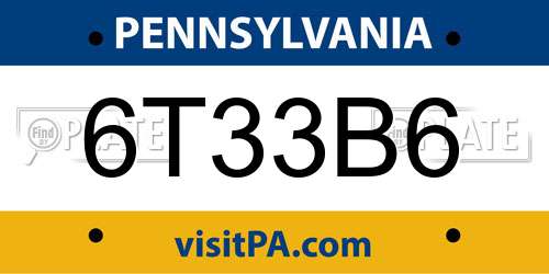 6T33B6 Pennsylvania License Plate