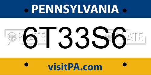 6T33S6 Pennsylvania License Plate