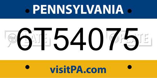 6T54075 Pennsylvania License Plate