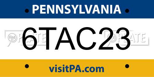6TAC23 Pennsylvania License Plate