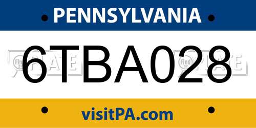 6TBA028 Pennsylvania License Plate