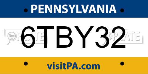 6TBY32 Pennsylvania License Plate