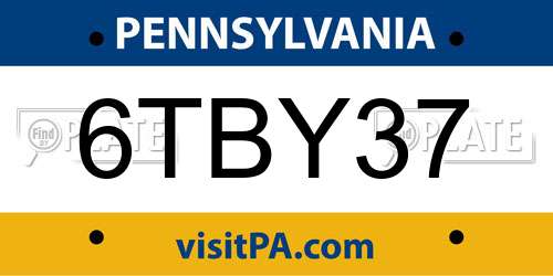 6TBY37 Pennsylvania License Plate