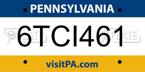 6TCI461 Pennsylvania License Plate
