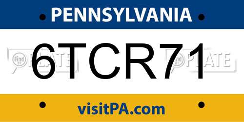 6TCR71 Pennsylvania License Plate