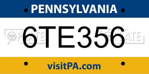 6TE356 Pennsylvania License Plate