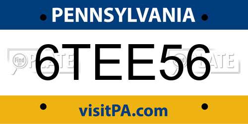 6TEE56 Pennsylvania License Plate