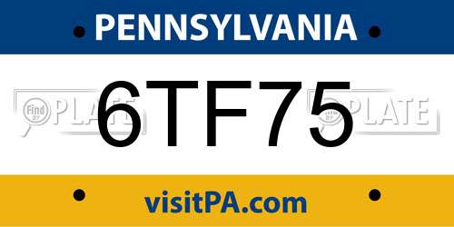6TF75 Pennsylvania License Plate