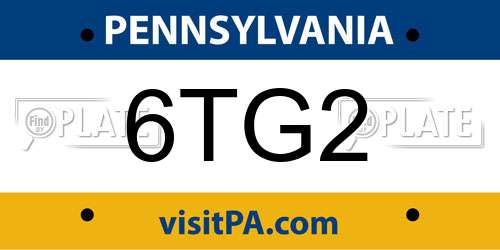6TG2 Pennsylvania License Plate
