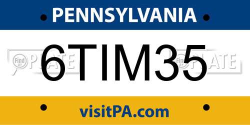 6TIM35 Pennsylvania License Plate