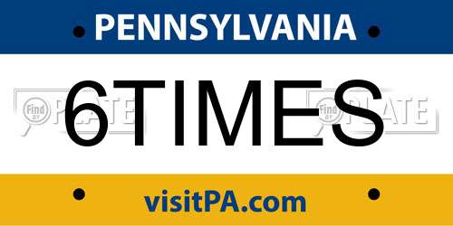 6TIMES Pennsylvania License Plate