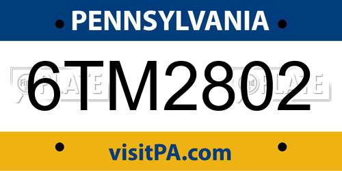 6TM2802 Pennsylvania License Plate