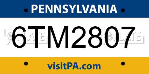 6TM2807 Pennsylvania License Plate