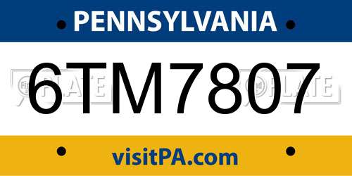 6TM7807 Pennsylvania License Plate