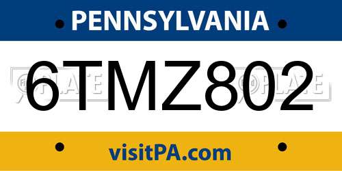 6TMZ802 Pennsylvania License Plate