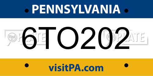 6TO202 Pennsylvania License Plate