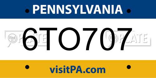 6TO707 Pennsylvania License Plate