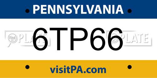 6TP66 Pennsylvania License Plate