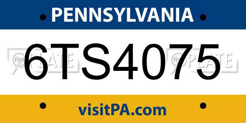 6TS4075 Pennsylvania License Plate
