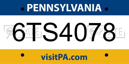 6TS4078 Pennsylvania License Plate