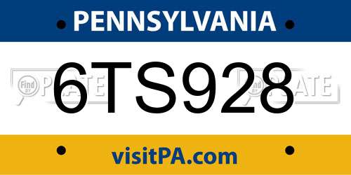 6TS928 Pennsylvania License Plate